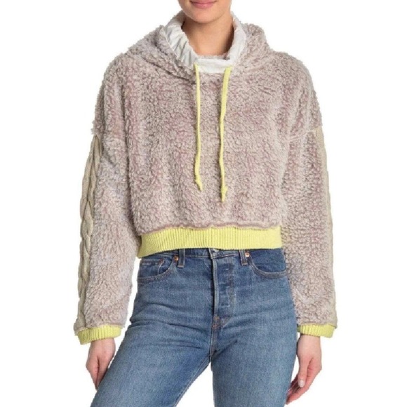 Free People Wild Heart Faux Shearling Pullover Size L Green - Picture 14 of 14